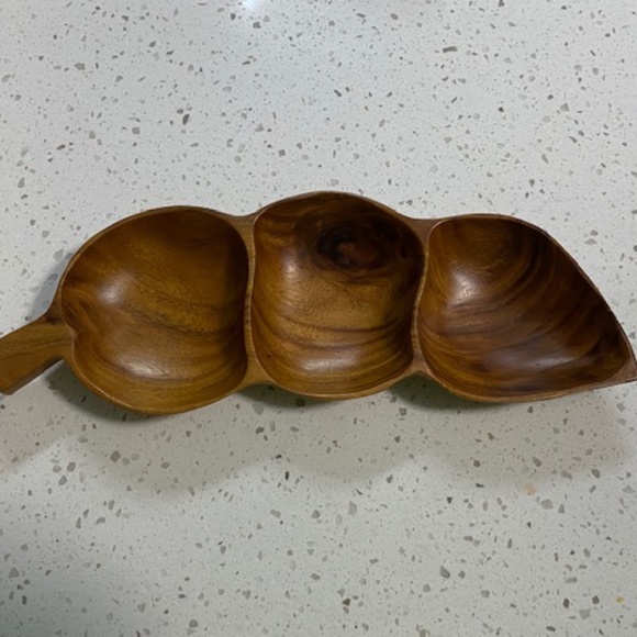 Vintage Other - Monkey Pod Vintage Mid Century 3 Section Wood Tray